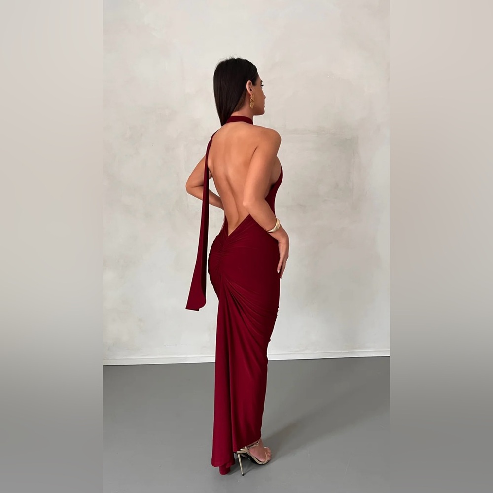 MELANI THE LABEL MAXI DRESS GOWN - BURGUNDY
